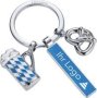 Oktoberfest Keyring With Pretzel Beer & Personalisable Blank Charm