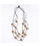 Oblong Wooden Block Necklace - Beige Free