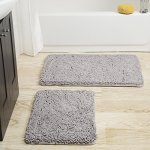 2 Piece Bathroom Rug Set - 32X21 Inch And 24X17 Inch Memory Foam Bath Mats With Chenille Shag Top For Stylish Bathroom Decor