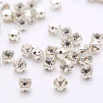 Top 3-10MM 3D Sliver Claw Sew On Clear Crystal Rhinestone With Hole Flatback Diy Sewing Strass Rhinestone For Dress Decoration R