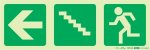 Photoluminescent 190MM Safety Sign -E19-ARROW Left+stairs Going U+running Man