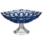 Bohemia Crystal Bohemia Footed Shallow Bowl Samba Blue 350MM