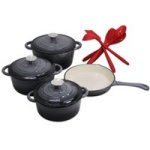 Curated 12 Piece Cast Iron Cookware & Red Silicon Utensil Set Grey