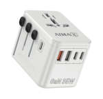Aimax Universal Travel Adapter Charger Ac Plug Usa Eu UK Au USB Type-c - White
