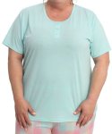 Ladies Plain Button Pj Tee - 6XL Aqua