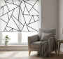 White Window Blind With Black Geometric Lines Design