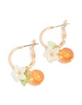 Goldair Gold Bee Orange Charm Huggie Earrings