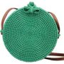 BlackBerry Green Rattan Round Cross Body With Bow