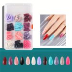 288PCS Glossy Medium Almond Fake Nail Tips Solid Color Press On Nails Artificial Full Cover False Nails For Women Girls Nail Art