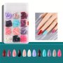 288pcs Glossy Medium Almond Fake Nail Tips Solid Color Press On Nails Artificial Full Cover False Nails For Women Girls Nail Art DIY