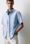 Loose Fit Short-sleeved Linen-blend Shirt - Light Blue