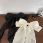 Chic Black & White Satin Bow Hair Clips For Women - Elegant Geometric Design All-season Daily Wear Accessory 2PCS Set