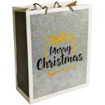 Silver Merry Christmas Glittery Gift Bag Large