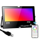 LED Flood Light Outdoor 800W Equivalent 8000LM Smart Rgb Stage Lights Bluetooth Rgb Colors+warm White 2700K - App & Group Contro