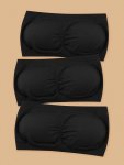 3 Pcs Comfortable Double-layer Extended Size Shoulderless Strapless Bra Slightly Breast Wrap Detachable Chest Pad Bra Women's Li
