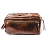 Genuine Leather Toiletry Bag Zip Front