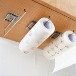 1PC Paper Towel Holder Household Wall-mounted Paper Storage Rack Stainless Steel Punching-free Towel Organizer For Kitchen And B