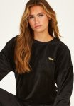 Top Long Sleeve Velours Oversized - Black