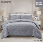 Simon Baker - Brooklyn Luxury Sherpa Jacquard Comforter Set - Platinum - Platinum