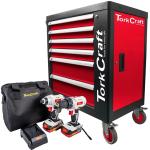 Tork Craft 6 Drawer Roller Tool Cabinet 184 PC TC620050 C/w Drill & Impact Driver TORKIT034