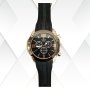 Initial Mens Watch Black Silicone Strap With Black Face & Rose Gold Details
