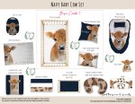 Cot Bedding Set -duvet Pillow & SCATTER-660X940MM-HIGHLAND Cow Navy