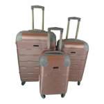 Smte 3 Piece Hard Outer Shell Luggage Set Protected EQ-1Z Gold With Keychain