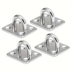 4PCS Heavy Duty Eye Pad Plate 304 Stainless Steel Ceiling Hooks Pad Eyes Plate Marine Hardware Hooks Loop Wall Ceiling Hammock H