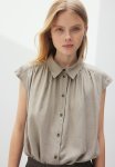 Linen-blend Sleeveless Shirt - Greige