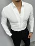 Men's Solid Shirt Elegant Lapel Button Up Long Sleeve Slim-fit Shirt For Spring Fall Outdoor Activities Party Gift