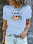 Teacher's Day Graphic Crew Neck Sports Tee Short Sleeves Casual Workout T-Shirt Top Women's Activewear Graphic