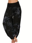 Boho Floral Print Pants High Waist Summer Vacation Baggy Harem Pants Women's Clothing