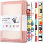A5 Pu Leather Cover Weekly monthly Planner Book With Stickers - Pink