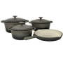 Grey Non-stick Coated Cast Iron Cookware Set 7 - Piece