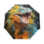 Kaaviyo Fancy Watercolor Iguana Umbrella Windproof Automatic Foldable Umbrells Auto Open Close For Men Women Kids