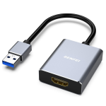 Usb-a 3.0 Male To HDMI Female Adapter With Full-hd 1080P@60HZ Resolution Aluminum Alloy Shell And Nickle-plated Connectors Grey