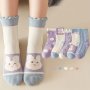 5 Pairs Girl's Polka Dot Rabbit Cute Pattern Socks Breathable Comfy Crew Socks Children's Trendy Summer Spring Socks