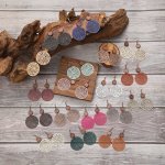 Colorful Round Shape Hollow Mesh Pattern Dangle Earrings Elegant Simple Style Pu Leather Jewelry Trendy Female Gift