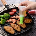1PC Silicone Oil Brush Bottle With Brush Squeeze Oil Bottle Portable Silicone Oil Bottle Barbecue Oil Brush - Easy-to-clean & He