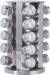Stainless Steel Rotating Spice Rack With 20 Glass Jars
