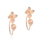 Two Part Bloom And Leaf Earrings - 18KT Rose Gold Vermeil