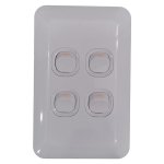 Lear Wall Switch White 4 Lever 1 Way 50 X 100MM