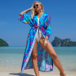 Women's Blue Paint Splash Beach Cover-up