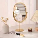 Modern Minimalistic Desktop Makeup Vanity Mirror Gold