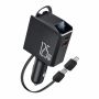 Fast Charging Car CHARGER125W With Retractable Cable & LED Voltage Display