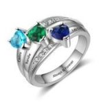 CRI103851 - 925 Sterling Silver Personalized Ring Names And Birthstones