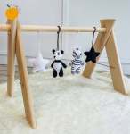 Baby White And Black Collection - Premium Beech Wood Stand And Crochet Dangles