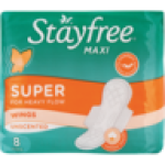 Maxi Unscented Super Sanitary Pads For Heavy Flow Wings 8 Pack