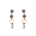 Evangelina Crystal Cubic Zirconia Earrings - Purple Pink Gold