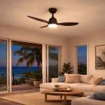 Dc Coastal Ceiling Fan With 18W LED Light And Remote 132CM Abs Blades Black White - White